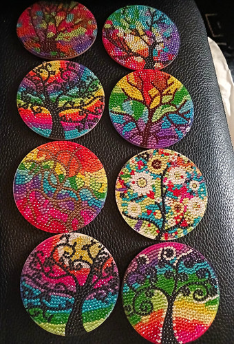 8er set mehrfarbige runde baum - set,