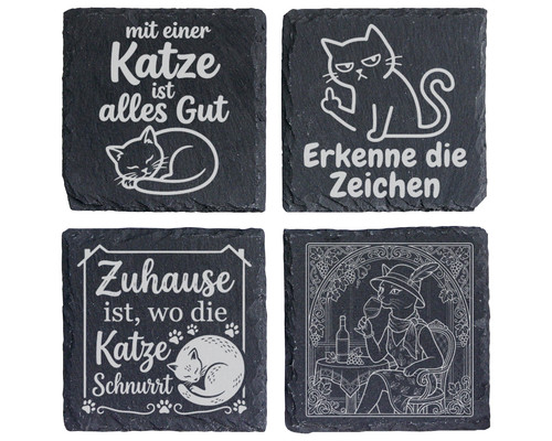 Schieferuntersetzer 4er set - 4er,